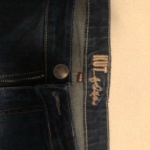 Worn a few times, lost weight!   The demin is very nice and thick! Straight leg